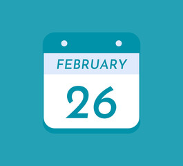 February 26 Single Day Calendar, 26 February