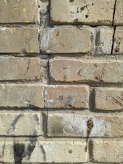 texture and background of old and white bricks wall