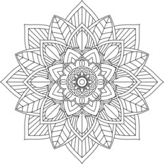 Easy Mandala coloring book simple and basic for beginners, seniors and children. Set of Mehndi flower pattern for Henna drawing and tattoo. Decoration in ethnic oriental, Indian style.