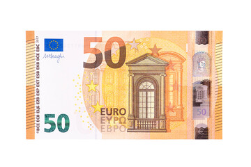 50 euro banknote isolated on white! - obrazy, fototapety, plakaty