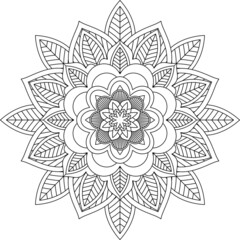 Easy Mandala coloring book simple and basic for beginners, seniors and children. Set of Mehndi flower pattern for Henna drawing and tattoo. Decoration in ethnic oriental, Indian style.