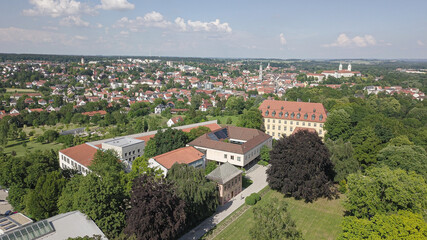 aerial view of the city of Freising, Bavaria, Germany