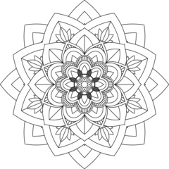Easy Mandala coloring book simple and basic for beginners, seniors and children. Set of Mehndi flower pattern for Henna drawing and tattoo. Decoration in ethnic oriental, Indian style.