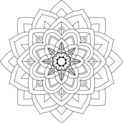 Easy Mandala coloring book simple and basic for beginners, seniors and children. Set of Mehndi flower pattern for Henna drawing and tattoo. Decoration in ethnic oriental, Indian style.
