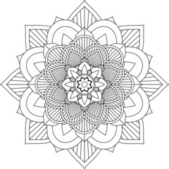 Easy Mandala coloring book simple and basic for beginners, seniors and children. Set of Mehndi flower pattern for Henna drawing and tattoo. Decoration in ethnic oriental, Indian style.