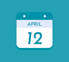 April 12 Single Day Calendar, 12 April