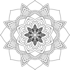 Easy Mandala coloring book simple and basic for beginners, seniors and children. Set of Mehndi flower pattern for Henna drawing and tattoo. Decoration in ethnic oriental, Indian style.