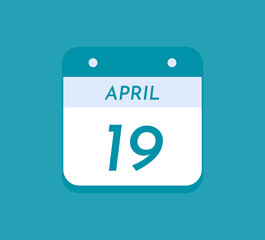 April 19 Single Day Calendar, 19 April