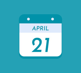 April 21 Single Day Calendar, 21 April