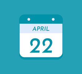 April 22 Single Day Calendar, 22 April