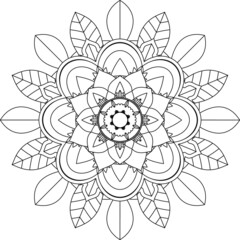 Easy Mandala coloring book simple and basic for beginners, seniors and children. Set of Mehndi flower pattern for Henna drawing and tattoo. Decoration in ethnic oriental, Indian style.