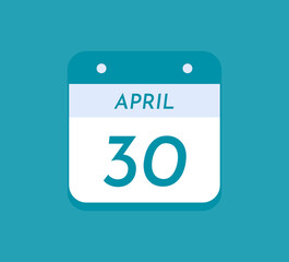 April 30 Single Day Calendar, 30 April