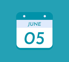 June 5 Single Day Calendar, 5 June
