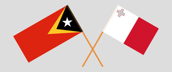 Crossed flags of East Timor and Malta