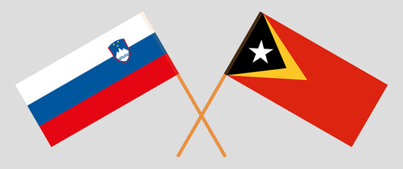 Crossed flags of East Timor and Slovenia