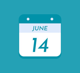 June 14 Single Day Calendar, 14 June