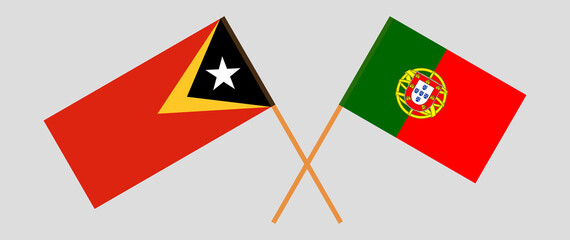 Crossed flags of East Timor and Portugal