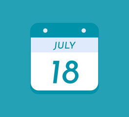 July 18 Single Day Calendar, 18 July