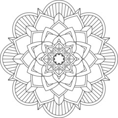 Easy Mandala coloring book simple and basic for beginners, seniors and children. Set of Mehndi flower pattern for Henna drawing and tattoo. Decoration in ethnic oriental, Indian style.