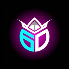 Initial minimalist G O Monogram logo letter with halloween edition mask vector image, for game profiles, invitations, letters, etc.