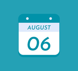 August 6 Single Day Calendar, 6 August 