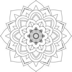 Easy Mandala coloring book simple and basic for beginners, seniors and children. Set of Mehndi flower pattern for Henna drawing and tattoo. Decoration in ethnic oriental, Indian style.