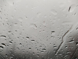 raindrops on glass on a gray background