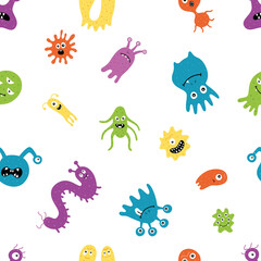 Cure the virus. Treatment. Diseases. Microbes, vector illustrations on a white background. Pattern