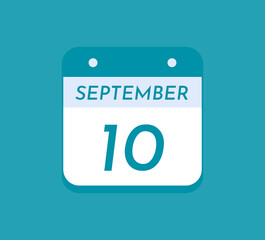 September 10 Single Day Calendar, 10 September