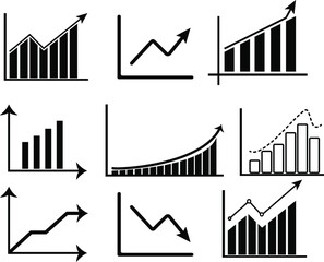 Set of Charts icon template.Trend and more symbol vector sign isolated on white background vector illustration for graphic and web design.
