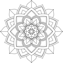 Easy Mandala coloring book simple and basic for beginners, seniors and children. Set of Mehndi flower pattern for Henna drawing and tattoo. Decoration in ethnic oriental, Indian style.