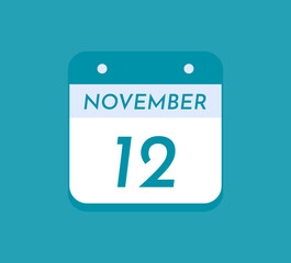 November 12 Single Day Calendar, 12 November