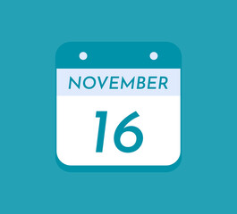 November 16 Single Day Calendar, 16 November