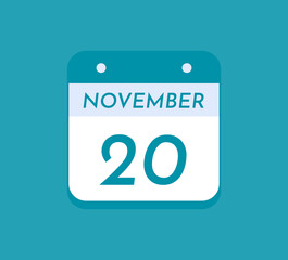 November 20 Single Day Calendar, 20 November