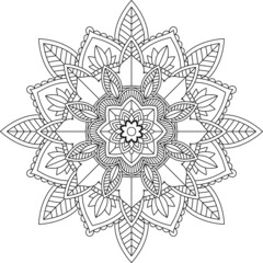 Easy Mandala coloring book simple and basic for beginners, seniors and children. Set of Mehndi flower pattern for Henna drawing and tattoo. Decoration in ethnic oriental, Indian style.