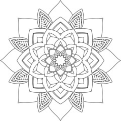 Easy Mandala coloring book simple and basic for beginners, seniors and children. Set of Mehndi flower pattern for Henna drawing and tattoo. Decoration in ethnic oriental, Indian style.