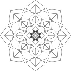Easy Mandala coloring book simple and basic for beginners, seniors and children. Set of Mehndi flower pattern for Henna drawing and tattoo. Decoration in ethnic oriental, Indian style.
