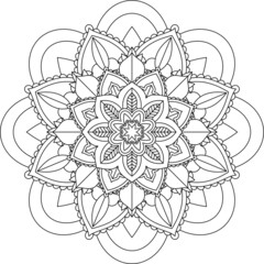 Easy Mandala coloring book simple and basic for beginners, seniors and children. Set of Mehndi flower pattern for Henna drawing and tattoo. Decoration in ethnic oriental, Indian style.