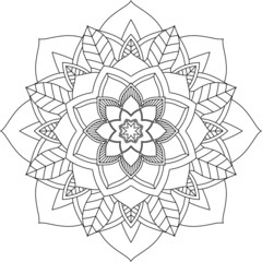 Easy Mandala coloring book simple and basic for beginners, seniors and children. Set of Mehndi flower pattern for Henna drawing and tattoo. Decoration in ethnic oriental, Indian style.
