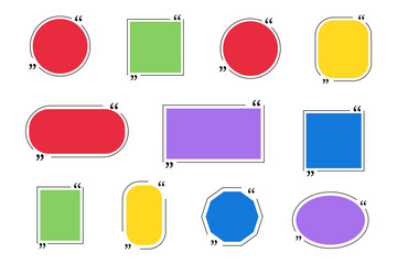 Quote frame collection. Empty text boxes for your design. Vector illustration.