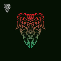 This is a goat heads, hand drawn illustration template