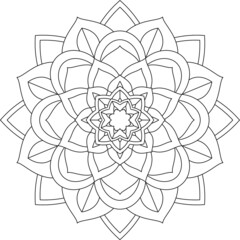 Easy Mandala coloring book simple and basic for beginners, seniors and children. Set of Mehndi flower pattern for Henna drawing and tattoo. Decoration in ethnic oriental, Indian style.