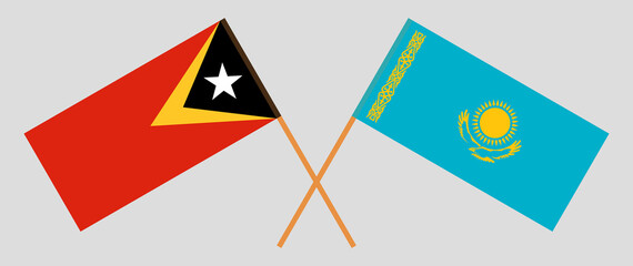 Crossed flags of East Timor and Kazakhstan