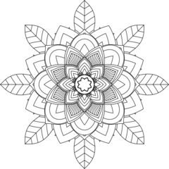 Easy Mandala coloring book simple and basic for beginners, seniors and children. Set of Mehndi flower pattern for Henna drawing and tattoo. Decoration in ethnic oriental, Indian style.