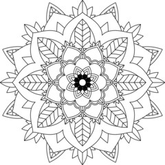 Easy Mandala coloring book simple and basic for beginners, seniors and children. Set of Mehndi flower pattern for Henna drawing and tattoo. Decoration in ethnic oriental, Indian style.