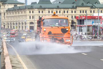 Cleaning of the Moscow streets, Russia