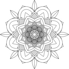Easy Mandala coloring book simple and basic for beginners, seniors and children. Set of Mehndi flower pattern for Henna drawing and tattoo. Decoration in ethnic oriental, Indian style.