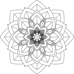 Easy Mandala coloring book simple and basic for beginners, seniors and children. Set of Mehndi flower pattern for Henna drawing and tattoo. Decoration in ethnic oriental, Indian style.