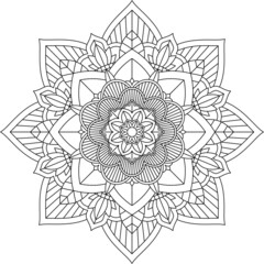 Easy Mandala coloring book simple and basic for beginners, seniors and children. Set of Mehndi flower pattern for Henna drawing and tattoo. Decoration in ethnic oriental, Indian style.