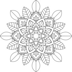 Easy Mandala coloring book simple and basic for beginners, seniors and children. Set of Mehndi flower pattern for Henna drawing and tattoo. Decoration in ethnic oriental, Indian style.